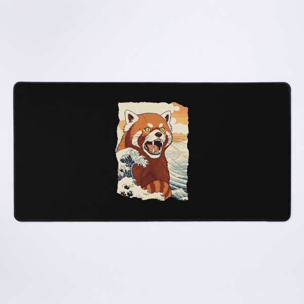 Item preview, Red Panda Great Wave Japanese Style Vintage Illustration designed and sold by JEFDodsonArt.