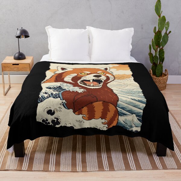Item preview, Red Panda Great Wave Japanese Style Vintage Illustration designed and sold by JEFDodsonArt.