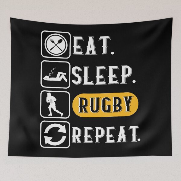 Item preview, Eat Sleep Rugby Repeat Sports Routine Typography  designed and sold by GabrieSketcham.