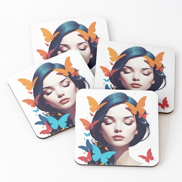 Item preview, Ethereal Woman with Colorful Butterflies Art Illustration designed and sold by AlxVel.