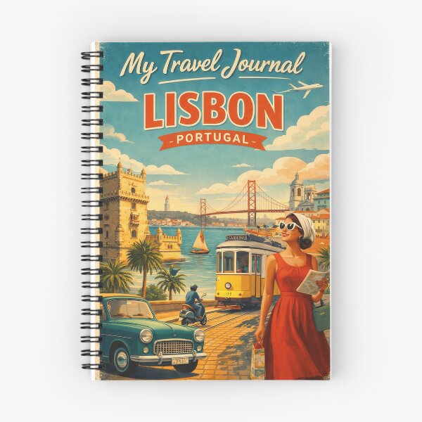 Item preview, My Travel Journal – Lisbon | Retro City Notebook designed and sold by Earth Celebration Designs.