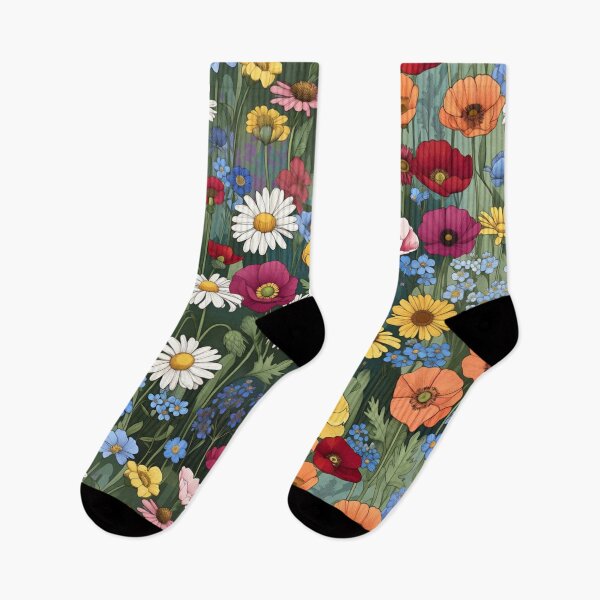 Artikelvorschau, Bright Floral Meadow Pattern – Detailed Botanical Art entworfen und verkauft von LegendChoice.