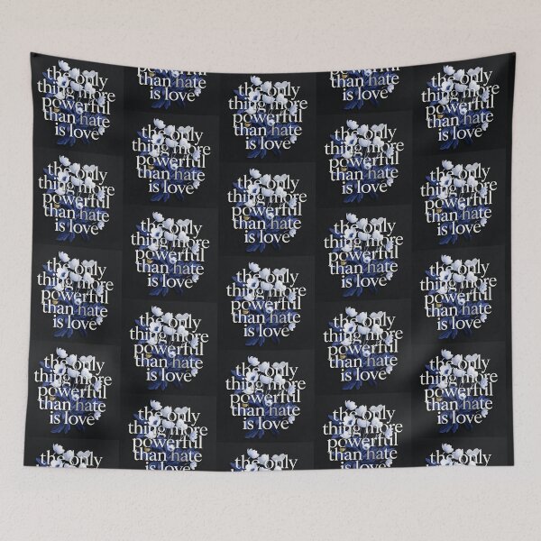 Item preview, Love Over Hate Indigo Floral Typography designed and sold by zzz888.