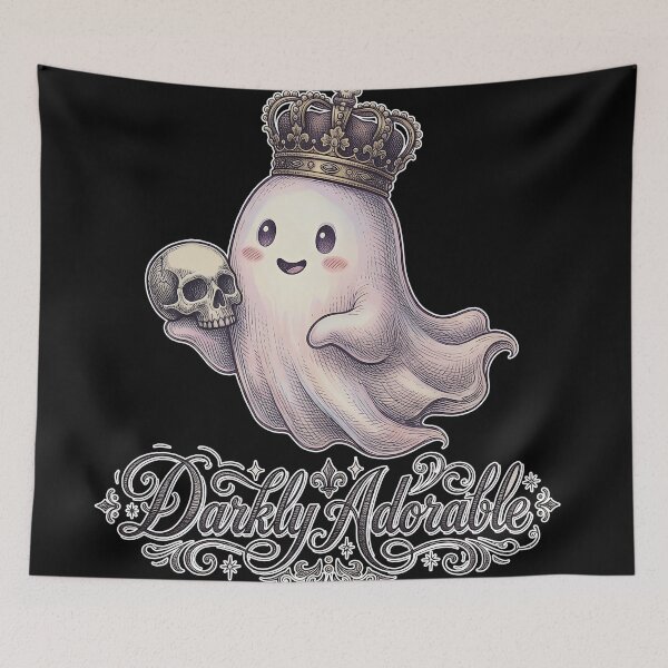 Item preview, Darkly Adorable Gothic Ghost with Skull – Victorian Cute Dark Academia Illustration designed and sold by cr6zym1nd.