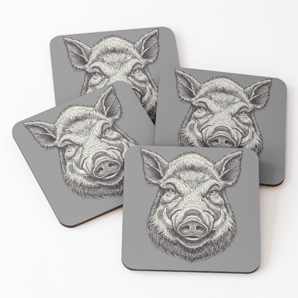 Item preview, Wild Boar Head Illustration – Rustic Wildlife Art designed and sold by LittleLoopArt.