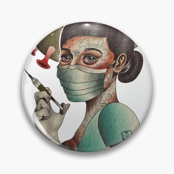 Item preview, COVID-19 Tattooed Nurse - American Traditional Style Illustration designed and sold by Prolificreate.