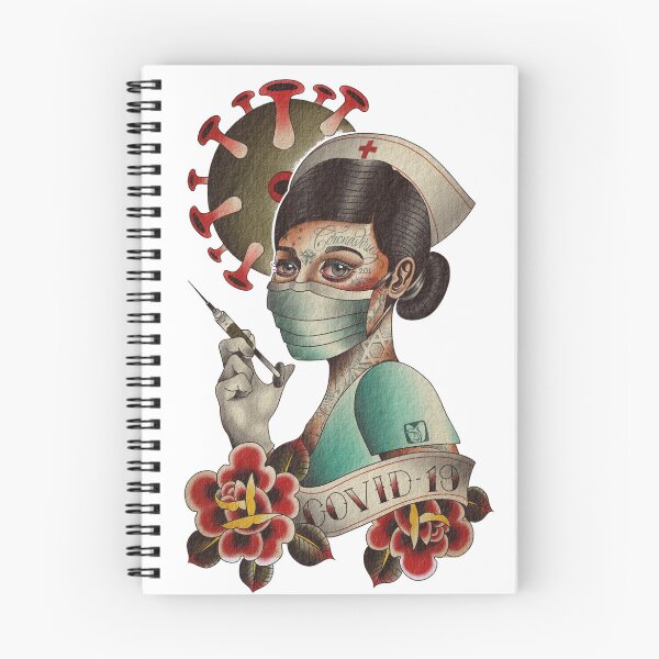 Item preview, COVID-19 Tattooed Nurse - American Traditional Style Illustration designed and sold by Prolificreate.