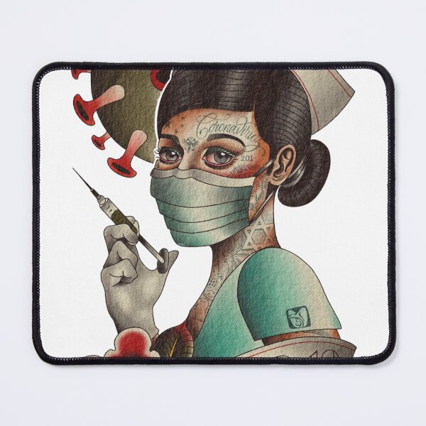 Item preview, COVID-19 Tattooed Nurse - American Traditional Style Illustration designed and sold by Prolificreate.
