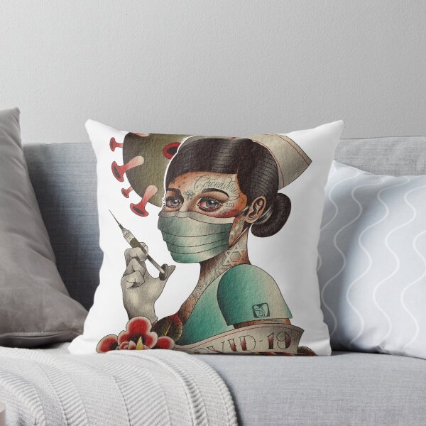 Item preview, COVID-19 Tattooed Nurse - American Traditional Style Illustration designed and sold by Prolificreate.