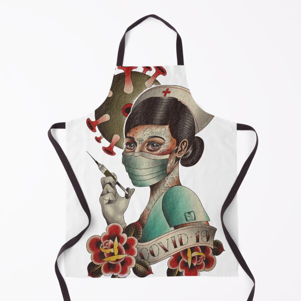 Item preview, COVID-19 Tattooed Nurse - American Traditional Style Illustration designed and sold by Prolificreate.