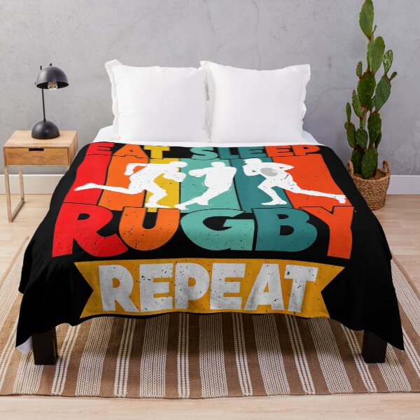 Item preview, Eat Sleep Rugby Repeat Colorful Player Silhouette designed and sold by GabrieSketcham.