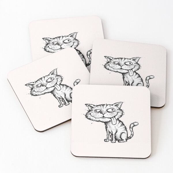 Item preview, Sarcastic Derp Cat - Unhinged Chaotic Blep Ink Sketch designed and sold by SylwiaPrint.