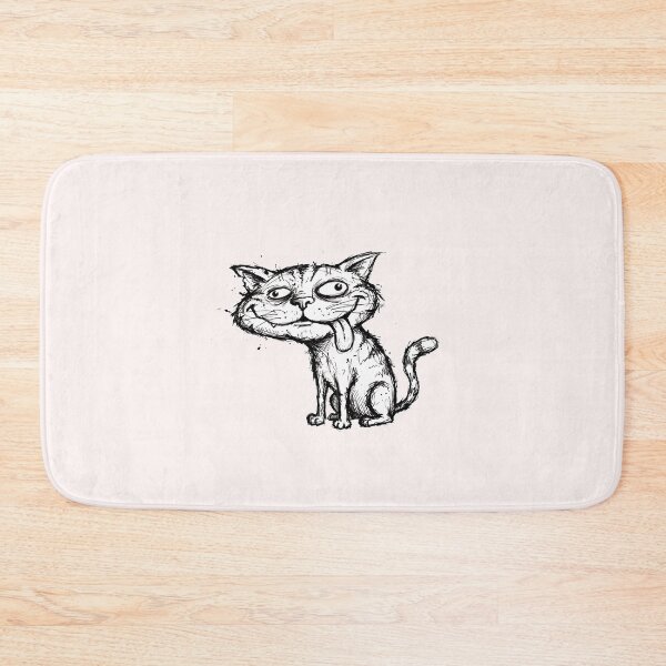 Item preview, Sarcastic Derp Cat - Unhinged Chaotic Blep Ink Sketch designed and sold by SylwiaPrint.