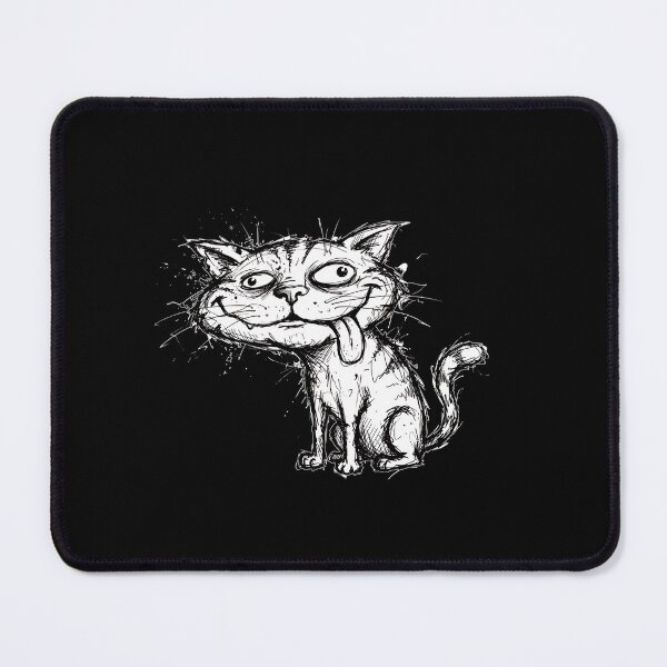 Item preview, Sarcastic Derp Cat - Unhinged Chaotic Blep Ink Sketch designed and sold by SylwiaPrint.