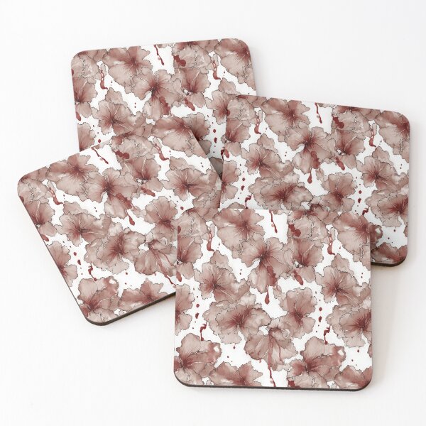 Item preview, Sepia Brown Delicate Watercolor Florals designed and sold by Piotrek0001.