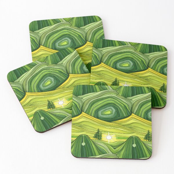 Item preview, Abstract Green Rolling Hills and Sun designed and sold by Piotrek0001.