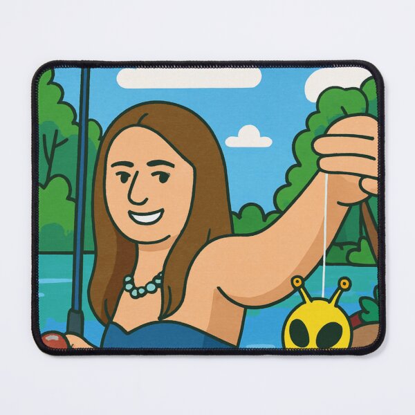Item preview, Alien Catch of the Day – Cute UFO Buddy Cartoon Art Print | Whimsical Lake Scene Illustration designed and sold by LuxuryApparels.