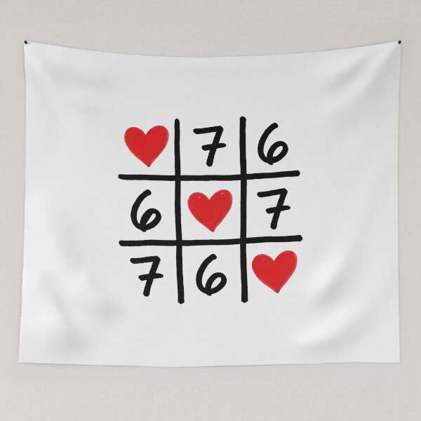 Item preview, 6 7 Six Seven Hearts Funny Grid Meme  designed and sold by gladysenglish.