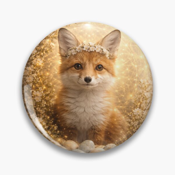 Item preview, Fox Easter Art Print – Spring Floral Fox with Golden Halo Cottagecore Decor designed and sold by GeoWild Designs.