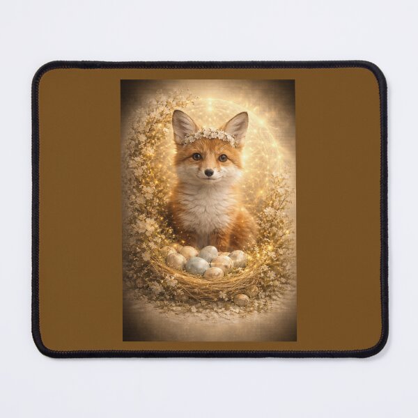 Item preview, Fox Easter Art Print – Spring Floral Fox with Golden Halo Cottagecore Decor designed and sold by GeoWild Designs.
