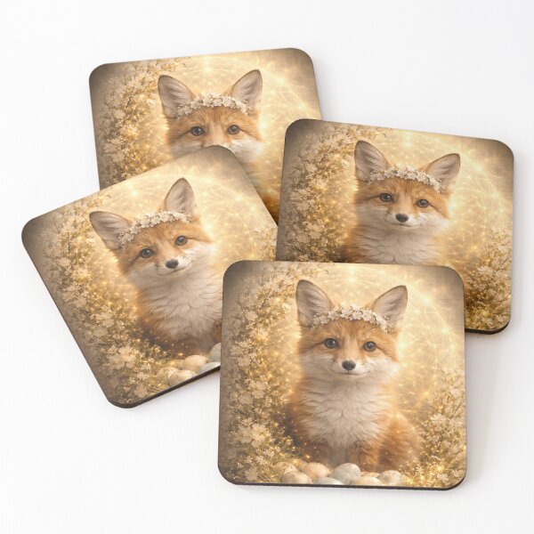 Item preview, Fox Easter Art Print – Spring Floral Fox with Golden Halo Cottagecore Decor designed and sold by GeoWild Designs.
