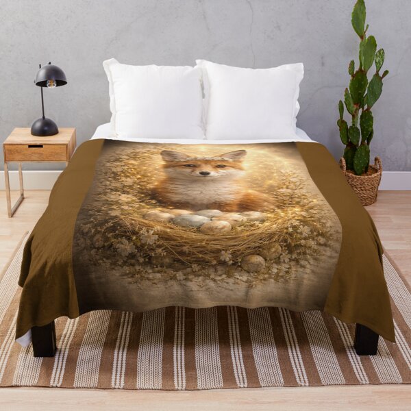 Item preview, Fox Easter Art Print – Spring Floral Fox with Golden Halo Cottagecore Decor designed and sold by GeoWild Designs.