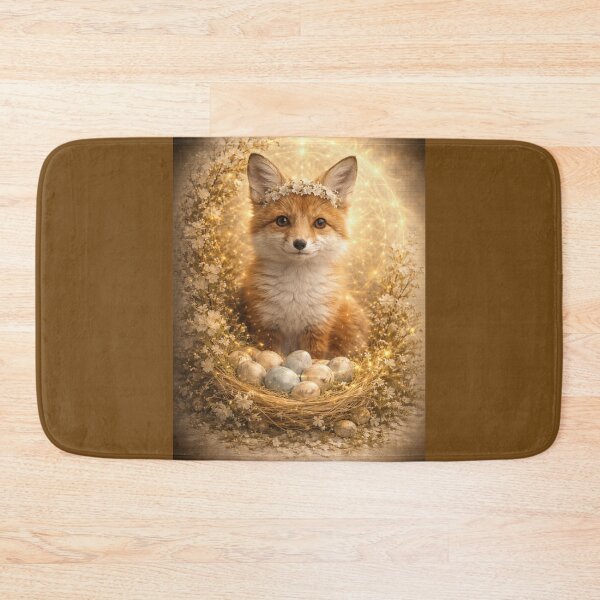 Item preview, Fox Easter Art Print – Spring Floral Fox with Golden Halo Cottagecore Decor designed and sold by GeoWild Designs.