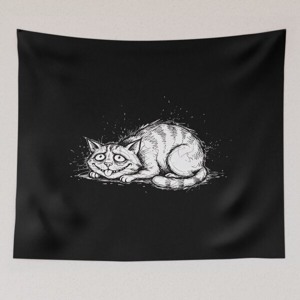 Item preview, Sarcastic Exhausted Cat - Chaotic Mood Ink Sketch designed and sold by SylwiaPrint.