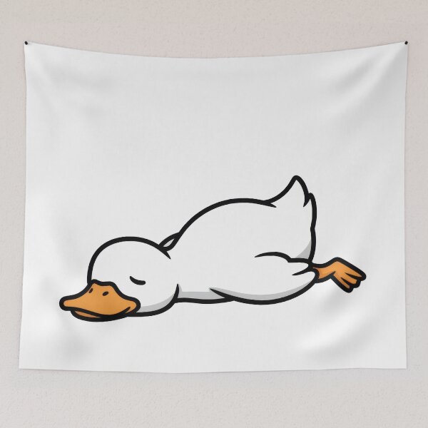 Item preview, Lazy Duck Lying Down - Cute White Duck Sleeping Illustration - Tired Duckling Graphics designed and sold by seven things shop.