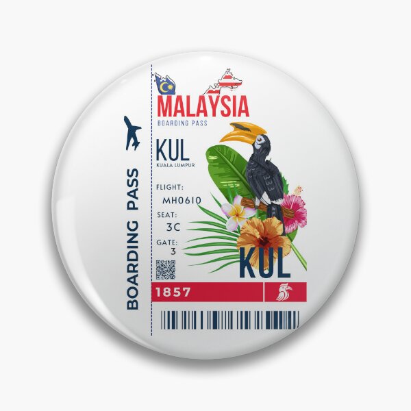 Item preview, Malaysia  Boarding Pass Stylized Rhinoceros Hornbill designed and sold by InkWhirl.