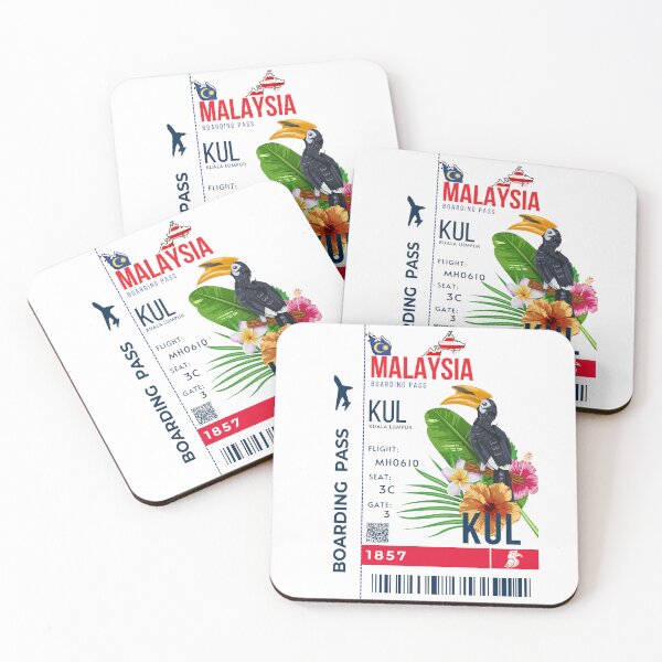 Item preview, Malaysia  Boarding Pass Stylized Rhinoceros Hornbill designed and sold by InkWhirl.