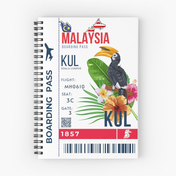 Item preview, Malaysia  Boarding Pass Stylized Rhinoceros Hornbill designed and sold by InkWhirl.
