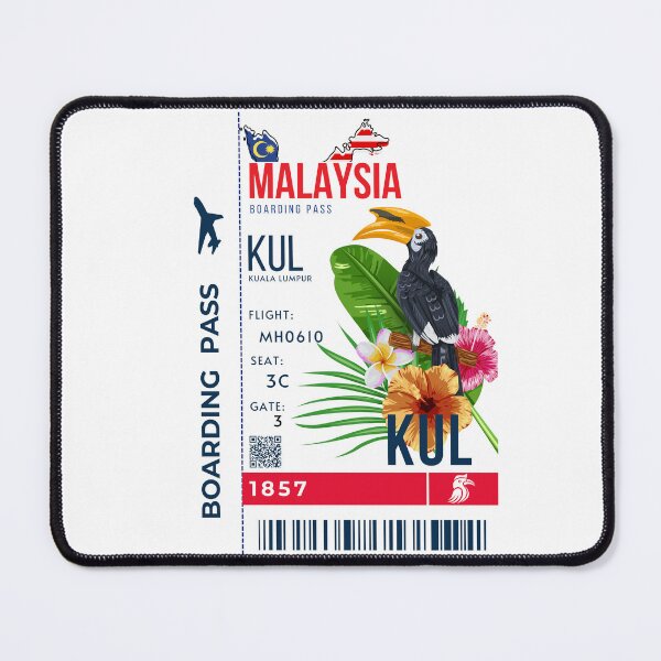 Item preview, Malaysia Boarding Pass Stylized Rhinoceros Hornbill designed and sold by InkWhirl.