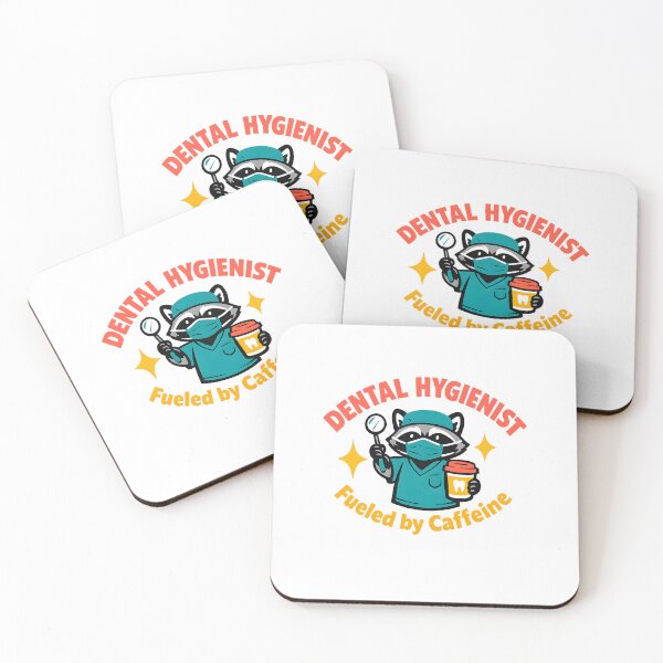 Item preview, Dental Hygienist Fueled by Caffeine – Cute Raccoon Dental Assistant Design designed and sold by ClinicalHubs.