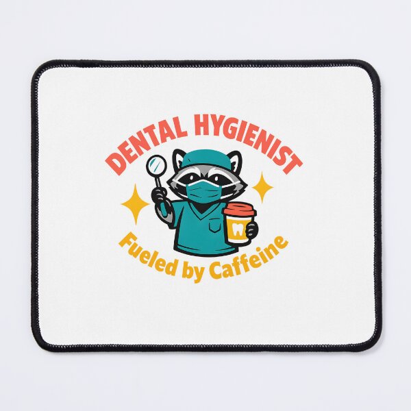 Item preview, Dental Hygienist Fueled by Caffeine – Cute Raccoon Dental Assistant Design designed and sold by ClinicalHubs.