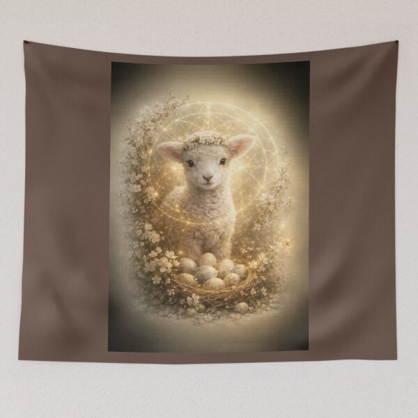 Item preview, Lamb Easter Art Print – Spring Floral Baby Lamb Cottagecore Wall Decor designed and sold by GeoWild Designs.