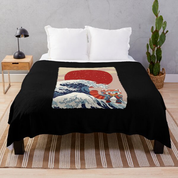 Item preview, Samurai Red Panda Great Wave Japanese Style Illustration designed and sold by JEFDodsonArt.