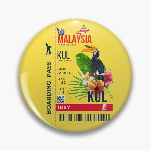 Item preview,  Malaysia  Boarding Pass Stylized Rhinoceros Hornbill Yellow designed and sold by InkWhirl.