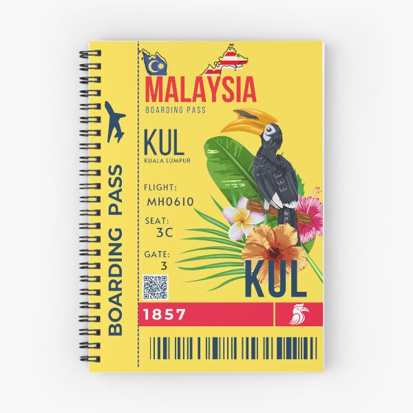 Item preview,  Malaysia  Boarding Pass Stylized Rhinoceros Hornbill Yellow designed and sold by InkWhirl.