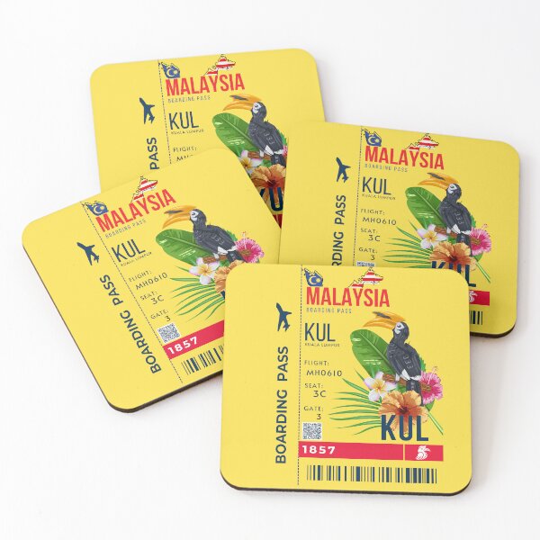 Item preview,  Malaysia  Boarding Pass Stylized Rhinoceros Hornbill Yellow designed and sold by InkWhirl.