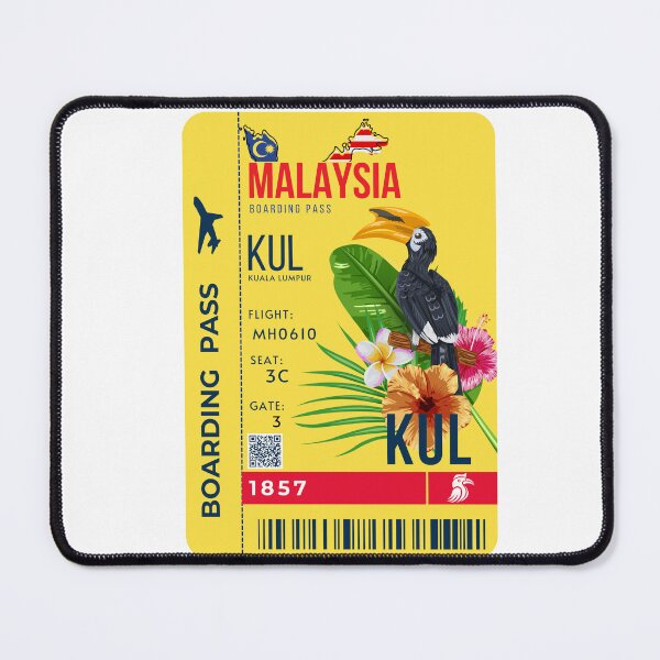 Item preview, Malaysia Boarding Pass Stylized Rhinoceros Hornbill Yellow designed and sold by InkWhirl.