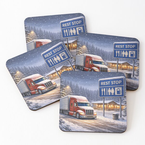 Item preview, Winter Snow Rest Stop Long Haul Trucker Lifestyle designed and sold by Myra365Art.