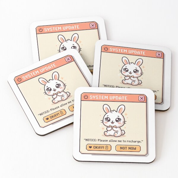 Item preview, Kawaii Bunny Pop Up Recharge Notice designed and sold by Visual Dept..