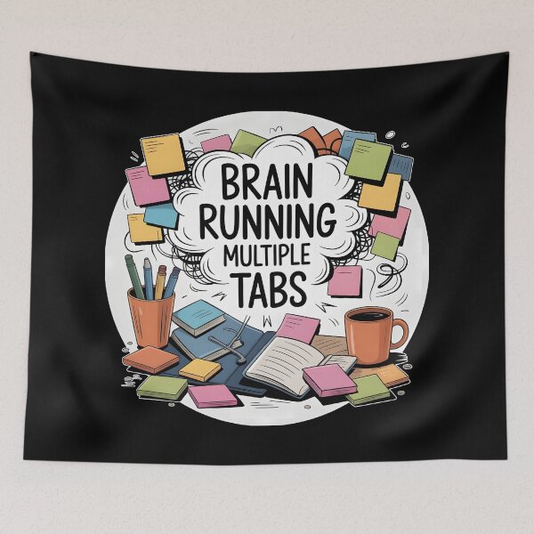 Item preview, Brain Running Multiple Tabs T-Shirt – Funny ADHD Humor Desk Design designed and sold by ImaginedSpace7.