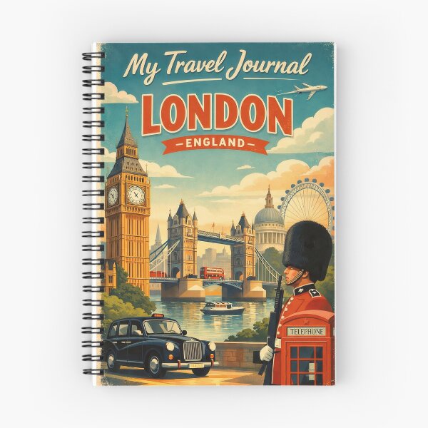 Item preview, My Travel Journal – London | Retro City Notebook designed and sold by Earth Celebration Designs.