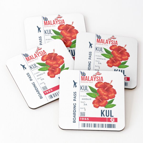 Item preview, Malaysia Boarding Pass Stylized Bunga Raya Hibiscus designed and sold by InkWhirl.