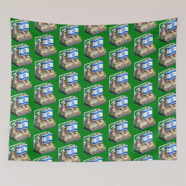 Item preview, Israel Landmark Panorama – Large Israeli Flag 3D Cute Label  designed and sold by PaintMeWorld.