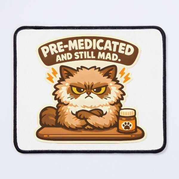 Item preview, Pre-Medicated and Still Mad – Funny Veterinary Cat Humor Design designed and sold by Bettybee00.