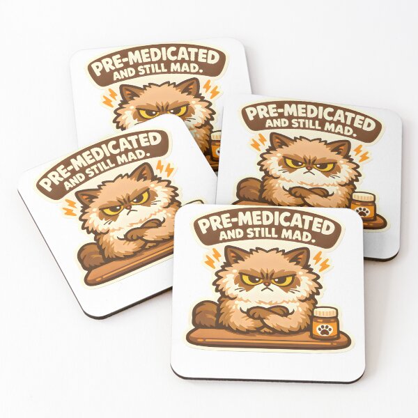 Item preview, Pre-Medicated and Still Mad – Funny Veterinary Cat Humor Design designed and sold by Bettybee00.