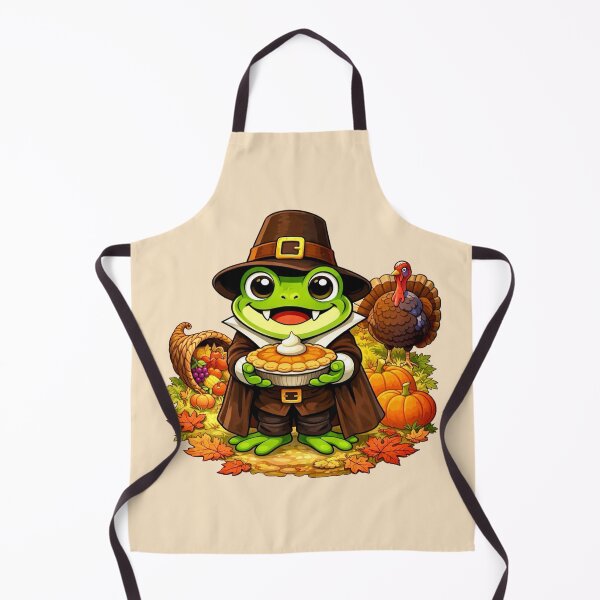 Item preview, Cute Thanksgiving Pilgrim Frog with Pumpkin Pie designed and sold by Myra365Art.
